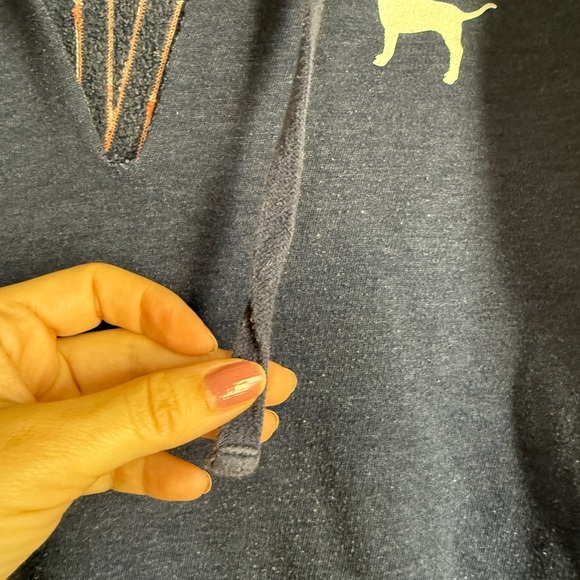 VS Pink Blue Pink Hoodie Satin Logo Drawstring Women’s XS - Picture 8 of 10